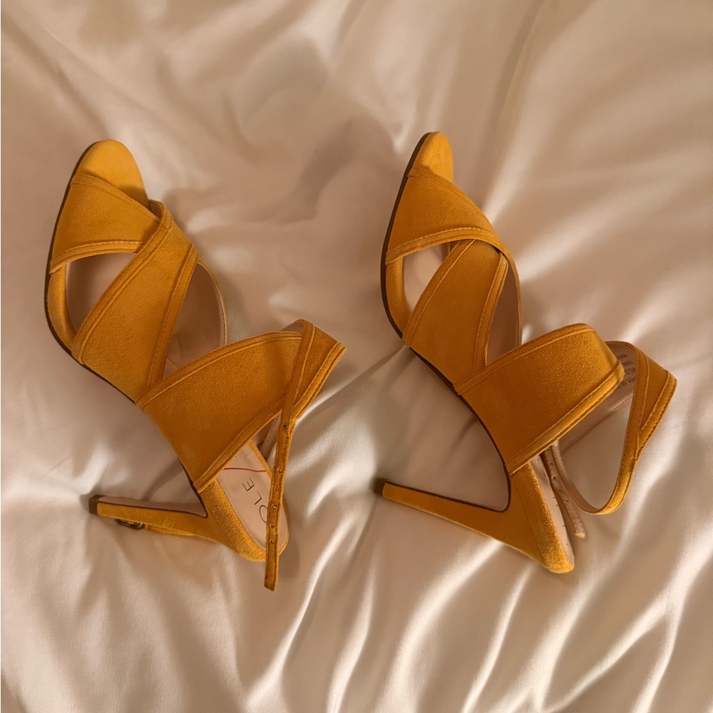 Sole Society Mustard Strappy High Heel Sandals